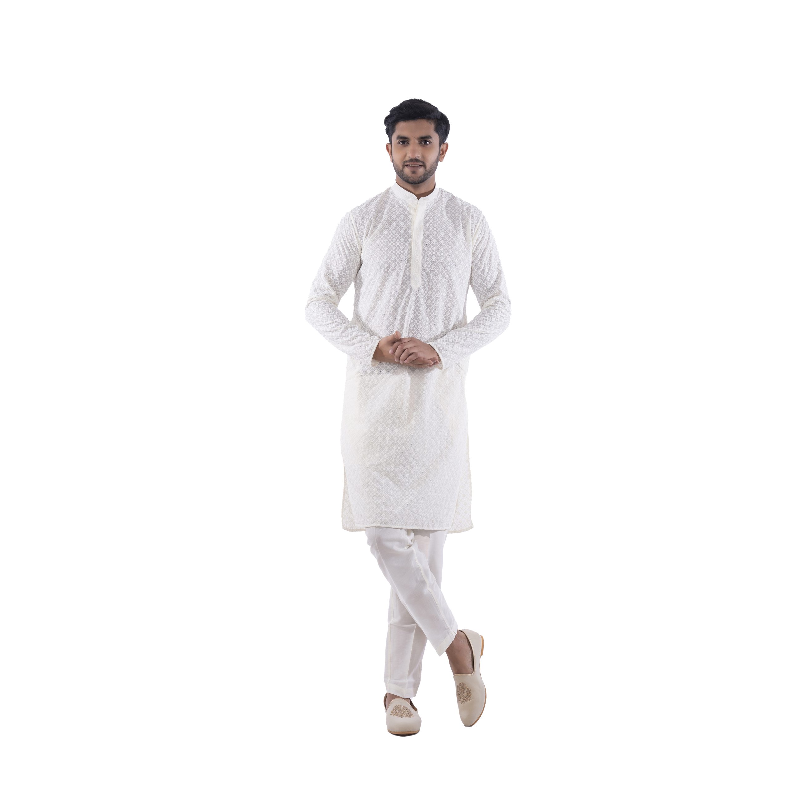 Ivory Embroidered Men's Kurta | Elegant Ethnic Wear by The Royal Ethnix