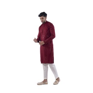 Maroon Sequin Kurta for Men | Indian Wedding Outfit by The Royal Ethnix