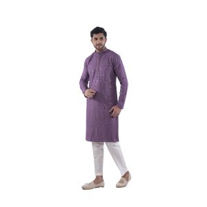 Lavender Sequin Kurta for Men | Indian Festival Kurta by The Royal Ethnix