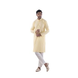 Light Yellow Embroidered Kurta for Men | Festive Kurta by The Royal Ethnix