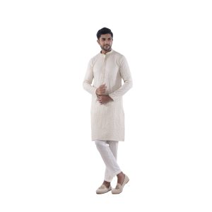 Ivory Cream Embroidered Kurta for Men | Wedding & Festive Kurta by The Royal Ethnix